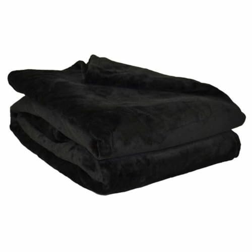 POYET MOTTE microflanelle Decke Polyester schwarz, Polyester, Schwarz, 170x130x1 cm