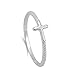 Christian Sideways Cross Ring New .925 Sterling Silver Rope Band Size 6
