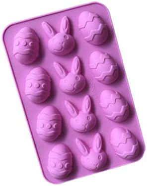 Easter Silica Egg Chocolate Mould,Yanvan Easter Bunny Silicone Eggs Chocolate Cake Soap Mold Baking Ice Tray Mould DIY Tool Pastry Baking Mold Handmade Soap Mould 12-Cavity