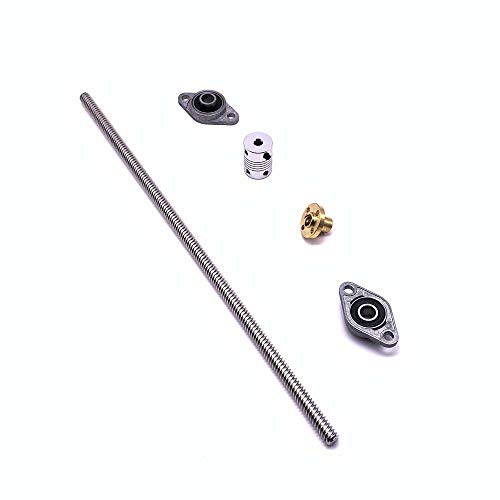 300mm 8mm T8 Lead Screw Set Lead Screw+ Copper Nut + Coupler + Pillow Bearing Block for 3D Printer by LINGLONG