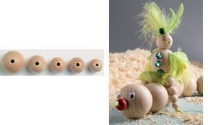 Glorex Raw Wood Ball, Wood, natural, 30mm (6St)