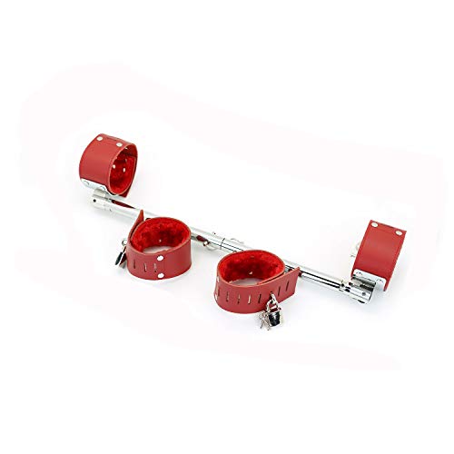 SCARLET KITTEN Exercise Spreader Bar with 4 Adjustable Straps Set, Red and Silver