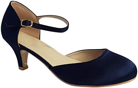 Shoe Box Boutique 0110 New Ladies Ankle Strap Low Kitten Heel Bridal Satin Sandals