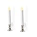 Christmas Window Candles with Silver Holders - 8 Pack, Suction Cups, Remote & Batteries Included, Flickering LED Lights, 4/8 Hour Timer, Flameless Christmas Candles for Holiday Window Décor