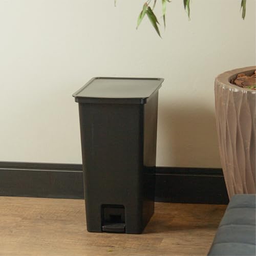 Lixeira Plástica 10 Litros Fly Paramount com Pedal, Tampa com Acionamento por Pedal e Aro Interno para Fixar Saco de Lixo – Ideal para Banheiro, Cozinha e Lavabo (Preto)