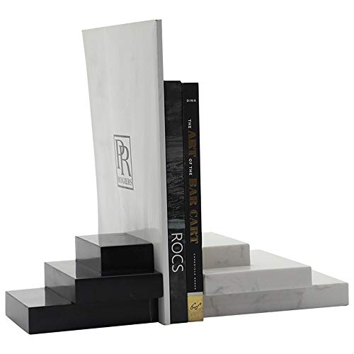 MQW Modern Simple Black and White Staircase Marble Bookend Magazine Shelf Living Room Bedroom Hotel Cafe Bookstore Desktop Decoration 25 7.5 13CM Delicate and Beautiful