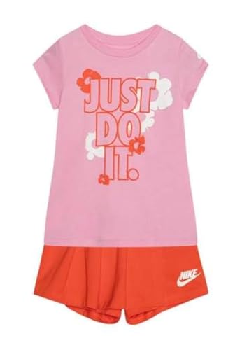 Nike KOMPELTO Mädchen FLORAL SKORT SET 36L814, Rosa, 2-3 Jahre