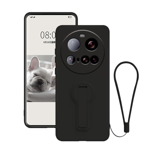 Hlgcokro for Xiaomi 15 Ultra Case with Stand for Women Men, Compatible with Xiaomi 15 Ultra Phone Case Silicone with Strap Soft Shockproof Phone Cover (Black) at Amazon