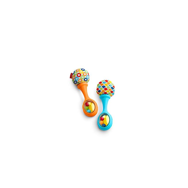 Fisher Price Newborn Toys Rattle ‘N Rock Maracas, Set of 2 Soft Musical Instruments for Babies 3+ Months, Blue & Orange…