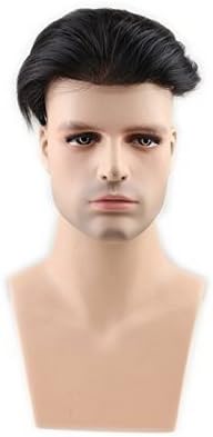 Eseewigs Quiff Hair Men's toupee Hairpiece Straight Human Hair Wig Natural Color Handsome wig For Men