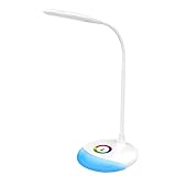 MoKo LED Desk Lamp with Dimmable Color, Portable Reading Table Light with built-in 1800mAh rechargeable battery, Flexible Gooseneck, Touch Control, For Kids Study Home Office -White
