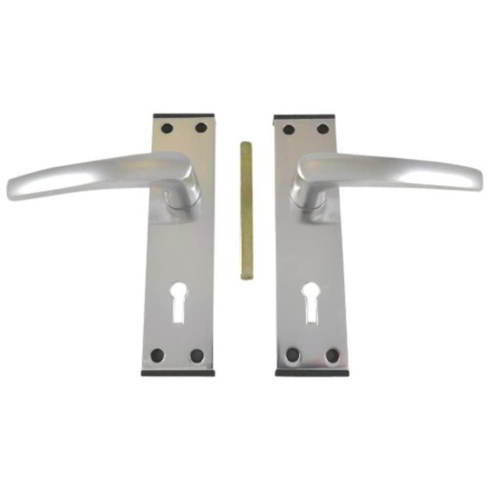 Merriway BH00359 Aluminium Door Handle Lock Set with Black Trim, Grey, 40 x 150mm