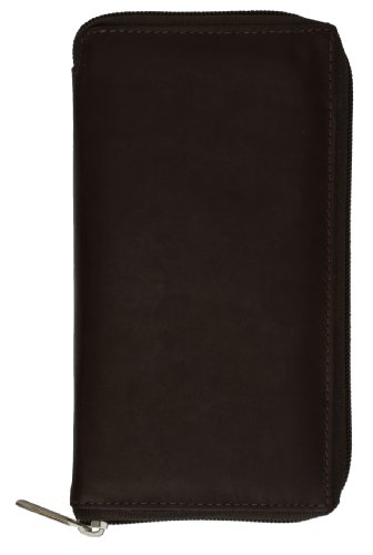 Marshal Checkbook Holder Wallet with All Around Zipper and Pull Out Checkbook (Brown)