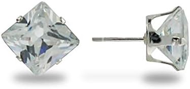 Stainless Steel Square CZ Stud Earrings (Size 5mm)