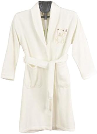 KM Children Thickened Solid Color Bamboo Fiber Cotton Toweling Bathrobe (L, White)