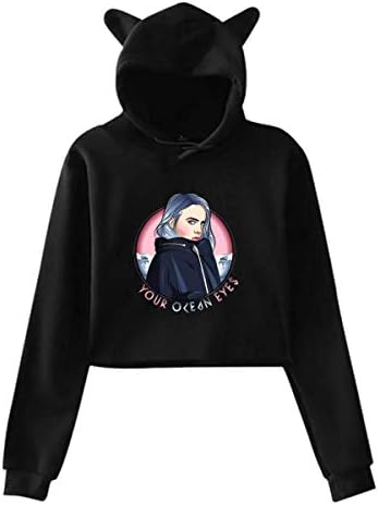 Blacksweater Jean Lumbar Sweater Cat Hoodies Ear Billie Girls Hooded Women Ocean Eilish Sweatshirt Eyes Pink Your S Hoodie