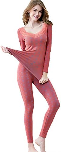 MMissy New Winter Lovely Dot Female Thermal Underwear Women's Slim Warm Long John Candy Color Set