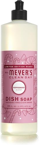 MRS. MEYER'S CLEAN DAY Liquid Dish Soap, Biodegradable Formula, Limited Edition Peppermint, 16 fl. oz