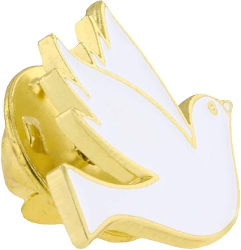 PinMart White Dove Gold Plated Enamel Lapel Pin - Symbol of Love Peace 3/4" Wedding Favor Jewelry