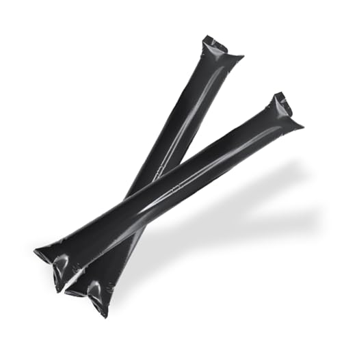 FUN FAN LINE - Pack 25 Pairs of Reusable Inflatable Clapping Sticks | Loud Thunder Sticks for Parties Football and Events | Sports and Celebrations Party Favors (Black)