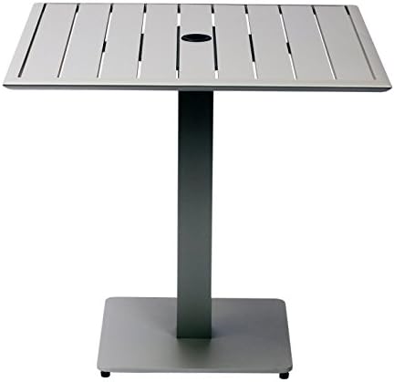 Titanium Silver Square Metal Patio Dining Table - WADL6598 with Umbrella Hole. Waterproof and Weather Resistant Material Patio Dining Table. (29" H x 32" L x 32" W) Assembly Required