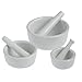 HIC Kitchen Mortar and Pestle Set, Fine Porcelain, Set of 3 Sizes, Spice Herb Grinder, Pill Crusher, Nut Butter Maker