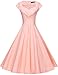 GownTown Womens Dresses Party Dresses 1950s Vintage Dresses Swing Stretchy Dresses, Pink, Small