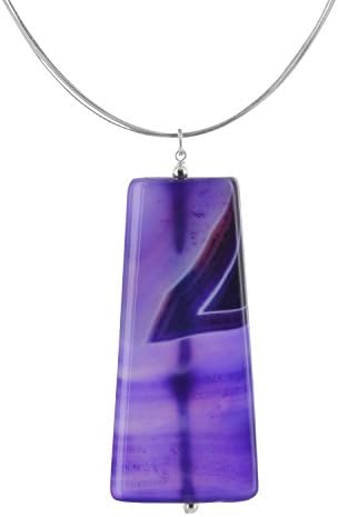 Purple Sardonyx Natural Gemstone Sterling Silver, Stainless Steel Wire Necklace by ASHANTI