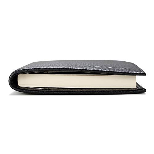 HISCOW Minimalist Checkbook Cover - Full Grain Leather (Pebbled Black)