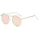 Fheaven Women Unisex Fashion Round Frame Sunglasses Shades Acetate UV Glasses Sunglasses Polaroid (B)