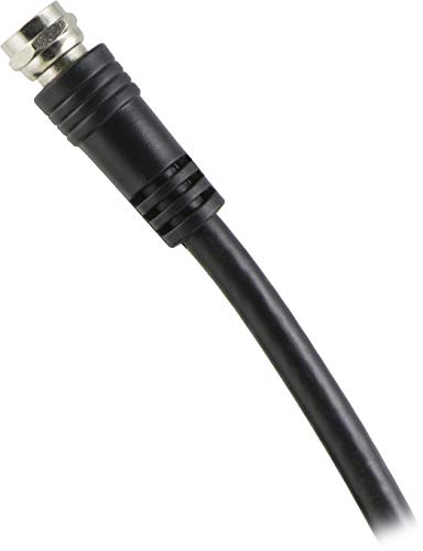 GE RG59 Coaxial Cable 25ft. (7.6m), Black, F-Type Connections Jacks, Low Loss, Double Shielded Coax Cable, Input/Output, Ideal for Antennas, DVR, VCR, Satellite to TV, 23210
