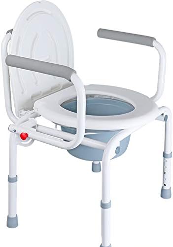 Chair Portable Toilet, Folding Commode, Drop Arm Commode For Easy Transfers, Steel Height Adjustable Bedside Commode, Easy No Tool Assembly