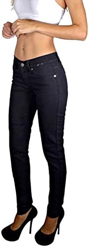 X-RoX Women's Super Comfy Mid-Rise Skinny Leg Jeans - Black, Sizes 5 to 13