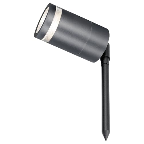 4lite Marinus Outdoor Spike Light (Anthracite) Rust Free IP65 Rated Garden Single Spot Light Supplied with 2X Smart GU10 Bulbs - 4L2/7003-4Yr Guarantee