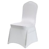 home-mall Set of 50 pcs Universal White Lycra Spandex Chair Covers for Wedding, Party, Event,Banquet Decoration Slipcover