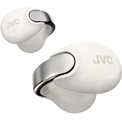 JVC NEARPHONES HA-NP1T-W True Wireless Earphones in Jewellery Design, Comfortable Fit, Quick Charge Function, Multipoint Connection, Bluetooth 5.3, 24 Hours Battery Life, App - (Cream White)