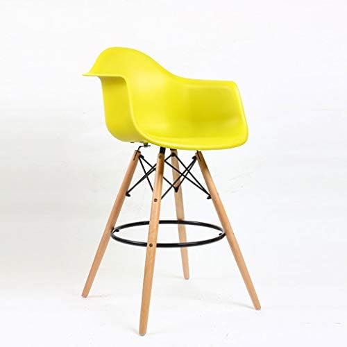 XNLIFE Bar Stools Plastic Beech Wood Modern Simple Style Indoor Outdoor Bistro Cafe High chair (Color : Yellow)