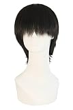 MapofBeauty Cool Natural Short Straight Wigs-Black-Mens