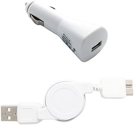 Fenzer White Travel Auto Car Retractable USB Data Sync Charger Cable for Samsung Galaxy S5 Note 3