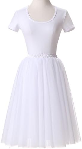 JoJoBridal Women's Tulle Tutu Ballet Multi-Layer Ruffle Crinoline Petticoat Underskirt Skirts White S
