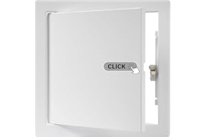 REPA MARKET 8" x 8" Inch Galvanized Steel Access Panel Door with Click Open/Close Mechanism, for Indoor Use, Opening Flap Cover Plate Latch, Inspection Hatch, White Polymer Coating