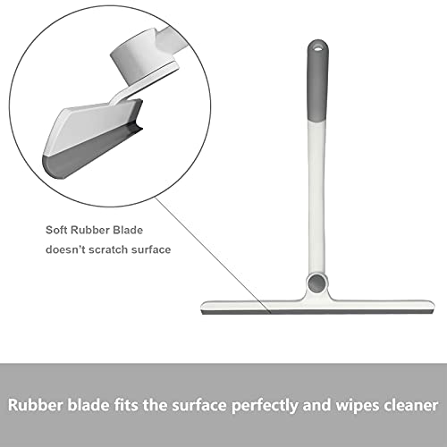 Neilgo 2 Pack Shower Squeegee for Glass Doors Silicone Window Squeegee Bathroom Squeegee All-Purpose Squeegee with Silicone Blade Non-Slip Handle (2 Pack White+White)