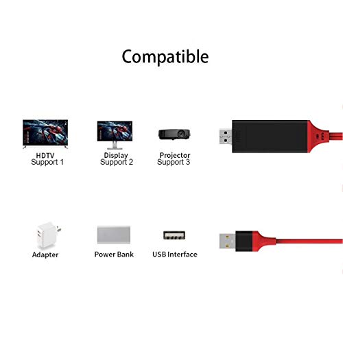 Compatible with iPhone to HDMI Adapter Cable, Digital AV Adapter, 1080P HDTV Connector Compatible with Phone 11 Pro Max XR 8 7 6 Pad to TV Projector Monitor