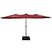 Iwicker 15 Ft Double-Sided Patio Umbrella Outdoor Market Umbrella with Crank, Umbrella Base Included (Red)