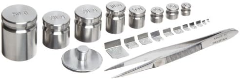 Rice Lake 12504 20 Piece Stainless Steel Calibration Metric Test Weight Set, 50g - 1mg Size, NIST Class F