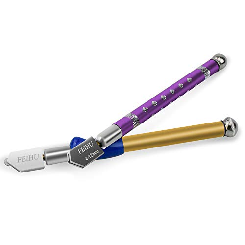 2 Pieces 4-15 mm Heavy Duty Glass Cutter with Oil Dropper, Glass Cutting Carbide Tip Cutter Tool for Thick Glass, Tiles, Glass Art, Mirror