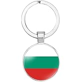 vmcoatdu Bulgaria National Flag Key Chain Keyring Gift Men Women Keychain Stainless Steel and Inlaid Glass Materials