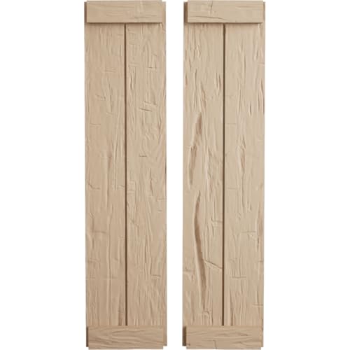 Ekena Millwork 16 1/2"W x 40"H Rustic Three Board Joined Board-n-Batten Knotty…