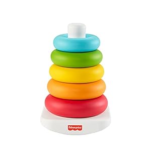 Fisher-Price Baby Stacking Toy Rock-A-Stack Rings with Roly-Poly Base for Ages 6+ Months, Made with Plant-Based…