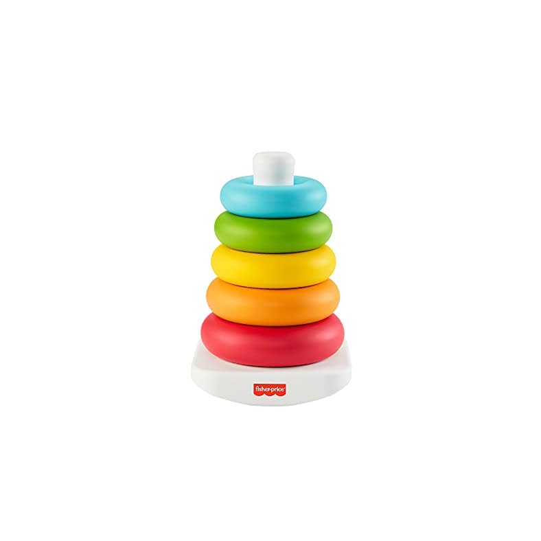 Fisher-Price Baby Stacking Toy Rock-A-Stack Rings with Roly-Poly Base for Ages 6+ Months, Made with Plant-Based…